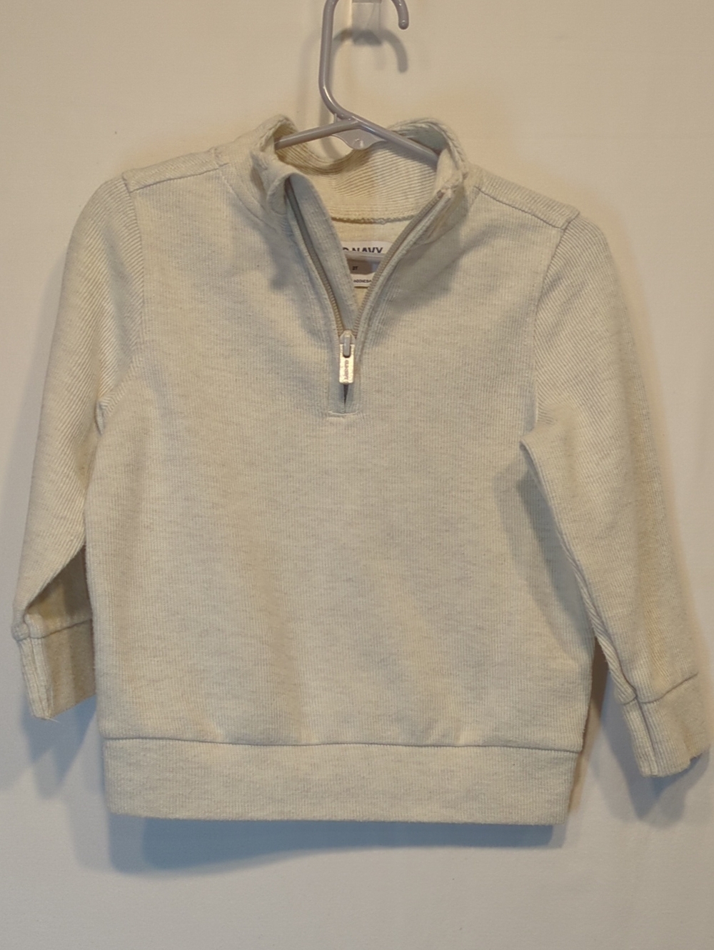 Old Navy Cream Ribbed Quarter-Zip Pullover Hoodie for Kids